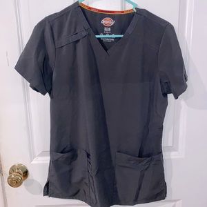 Unisex Basic Grey V-Neck Scrub Top Size Small (P)